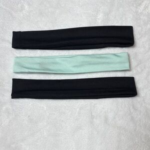Set of 3 Stretch Headbands in Black and Mint